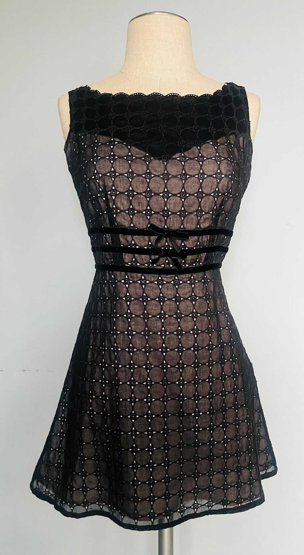 Reworked cotton baby doll eyelet mini dress Xs   Small