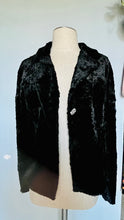 Load image into Gallery viewer, Vintage black faux lamb fur blazer Jacket.  S -  M
