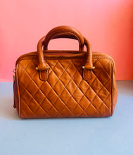 Load image into Gallery viewer, Vintage 80s Brown handmade Italian Quilted Leather Mini Tote bag
