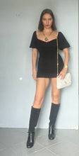 Load image into Gallery viewer, Vintage Italian black suede &amp; leather knee high boots Sz 7-7.5 US
