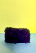 Load image into Gallery viewer, Handmade recycled purple fur clutch/purse
