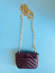 Micro mini brown leather quilted crossbody Yves Saint Laurent purse