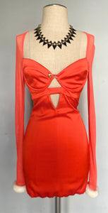 Redesigned cutout orange fitted mini dress.  S M