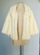 Load image into Gallery viewer, Y2K Ivory Plush Cropped Faux Fur Jacket - S  M
