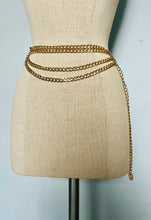 Load image into Gallery viewer, Vintage multi chain gold belt  Free size
