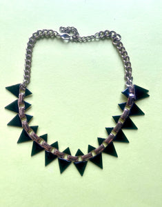 Vintage geometric enamel gold necklace