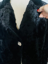 Load image into Gallery viewer, Vintage black faux lamb fur blazer Jacket.  S -  M
