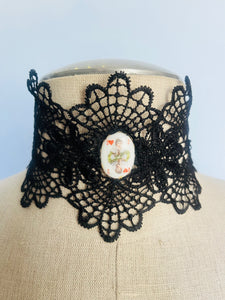 Custom reworked victorian goth chocker necklace/headpiece