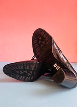 Load image into Gallery viewer, Designer Italian black leather oxford stack heels size 8 US 39 Euro
