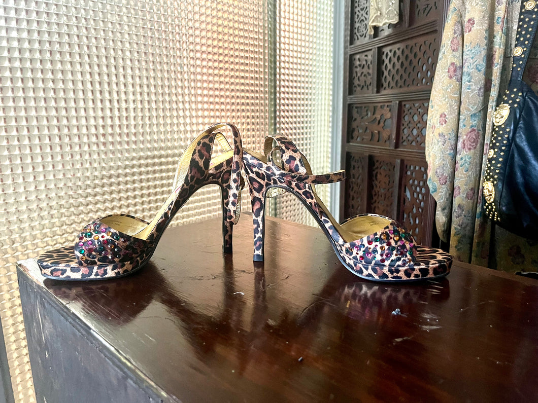 Vintage Satin ankle strap Betsy Johnson heels redone size 7 - 7.5 US