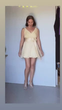 Load and play video in Gallery viewer, Vintage reworked silk mini evening dress. Xs S
