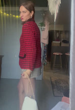 Load and play video in Gallery viewer, Vintage 80s french collar red &amp; black checker blazer - S M
