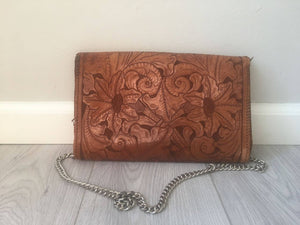 Vintage 70s handtooled revived bohemian purse