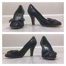 Load image into Gallery viewer, Vintage 90s Moschino sequin bow Heels  SIZE 7-7.5 US
