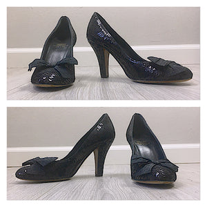 Vintage 90s Moschino sequin bow Heels  SIZE 7-7.5 US