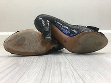 Load image into Gallery viewer, Vintage 90s Moschino sequin bow Heels  SIZE 7-7.5 US
