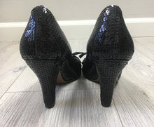 Load image into Gallery viewer, Vintage 90s Moschino sequin bow Heels  SIZE 7-7.5 US
