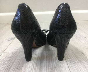 Vintage 90s Moschino sequin bow Heels  SIZE 7-7.5 US