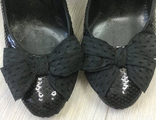 Load image into Gallery viewer, Vintage 90s Moschino sequin bow Heels  SIZE 7-7.5 US
