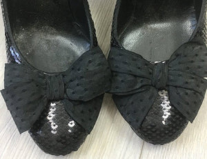 Vintage 90s Moschino sequin bow Heels  SIZE 7-7.5 US