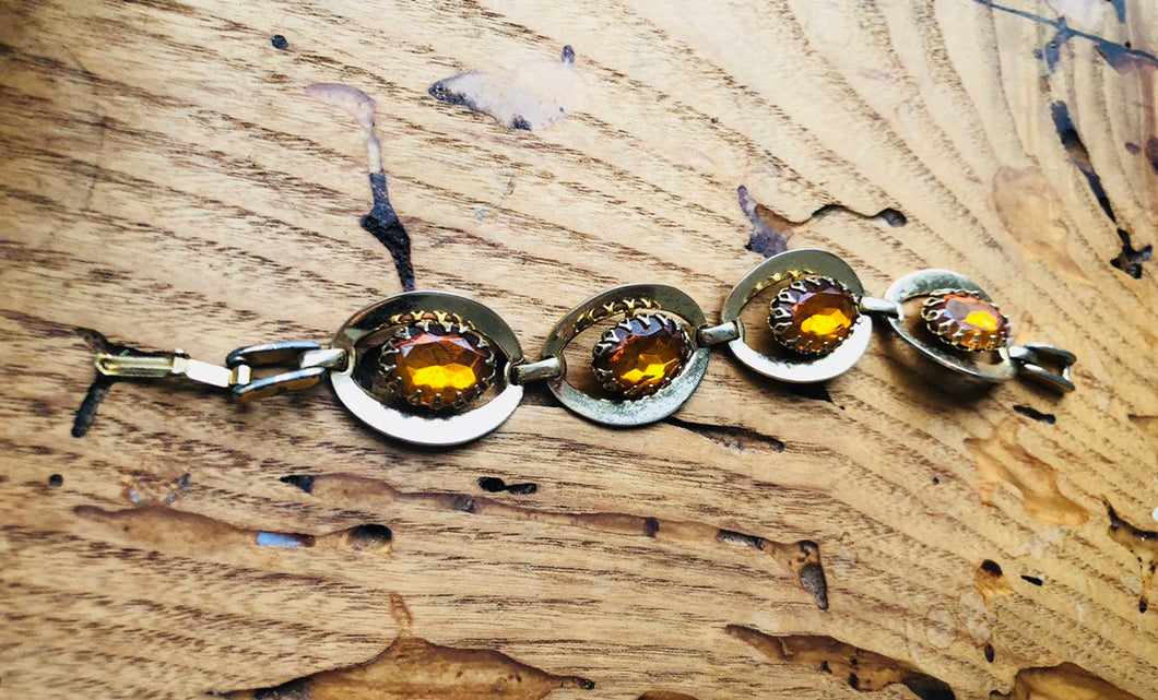 Vintage 60's Art Deco chunky crystal bracelet