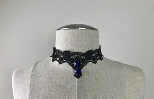 Vintage 80s Handmade goth lace choker necklace