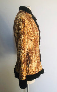 Vintage 70s quilted faux fur interior leopard toggle Asian jacket  small