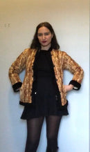 Load image into Gallery viewer, Vintage 70s quilted faux fur interior leopard toggle Asian jacket  small

