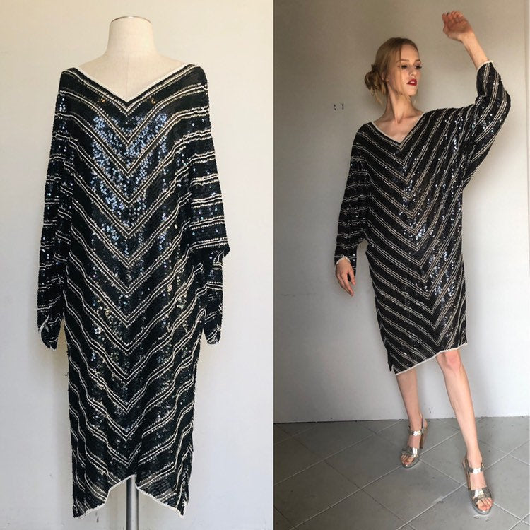 70s sequin dress Exquisite Vintage 70s sequin Kaftan dress