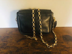 Vintage 80s cross body black leather studded punk chic purse