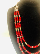Load image into Gallery viewer, Gorgeous red beaded vintage 90s butterfly necklace
