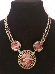 Stunning Vintage 60s Costume Flower Beaded Necklace