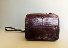Load image into Gallery viewer, Vintage 70s brown leather snakeskin satchel cross body purse
