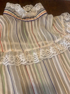 Vintage sheer silk lace ruffled blouse  Small