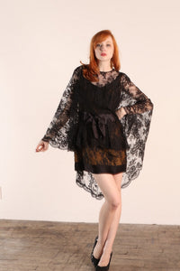 Stunning late 50's early 60's re designed Lace Cape Mini dress