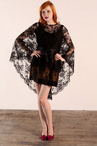 Stunning late 50's early 60's re designed Lace Cape Mini dress