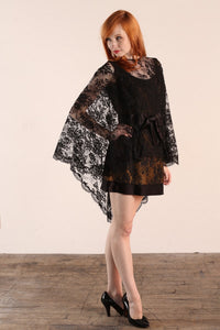 Stunning late 50's early 60's re designed Lace Cape Mini dress