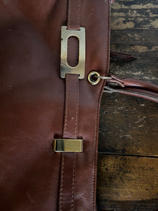 Vintage 60s Mod brown leather Tote bag