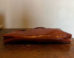 Vintage 60s Mod brown leather Tote bag
