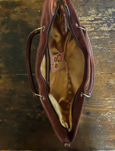 Vintage 60s Mod brown leather Tote bag
