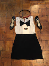 Load image into Gallery viewer, Silk gently worn designer Tara Jarmon tuxedo mini dress. S - M

